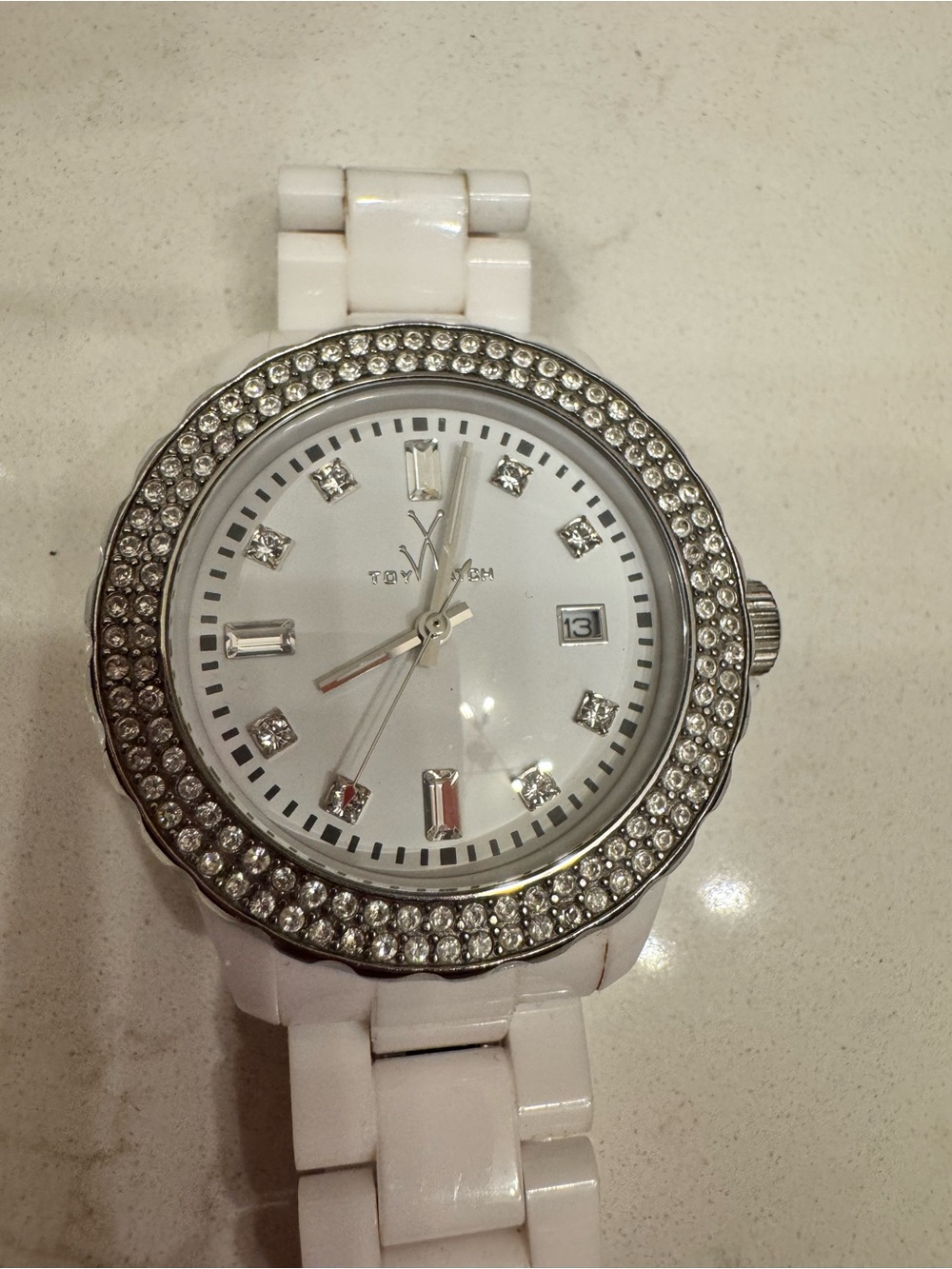 ToyWatch White Crystal Bezel Women's Watch